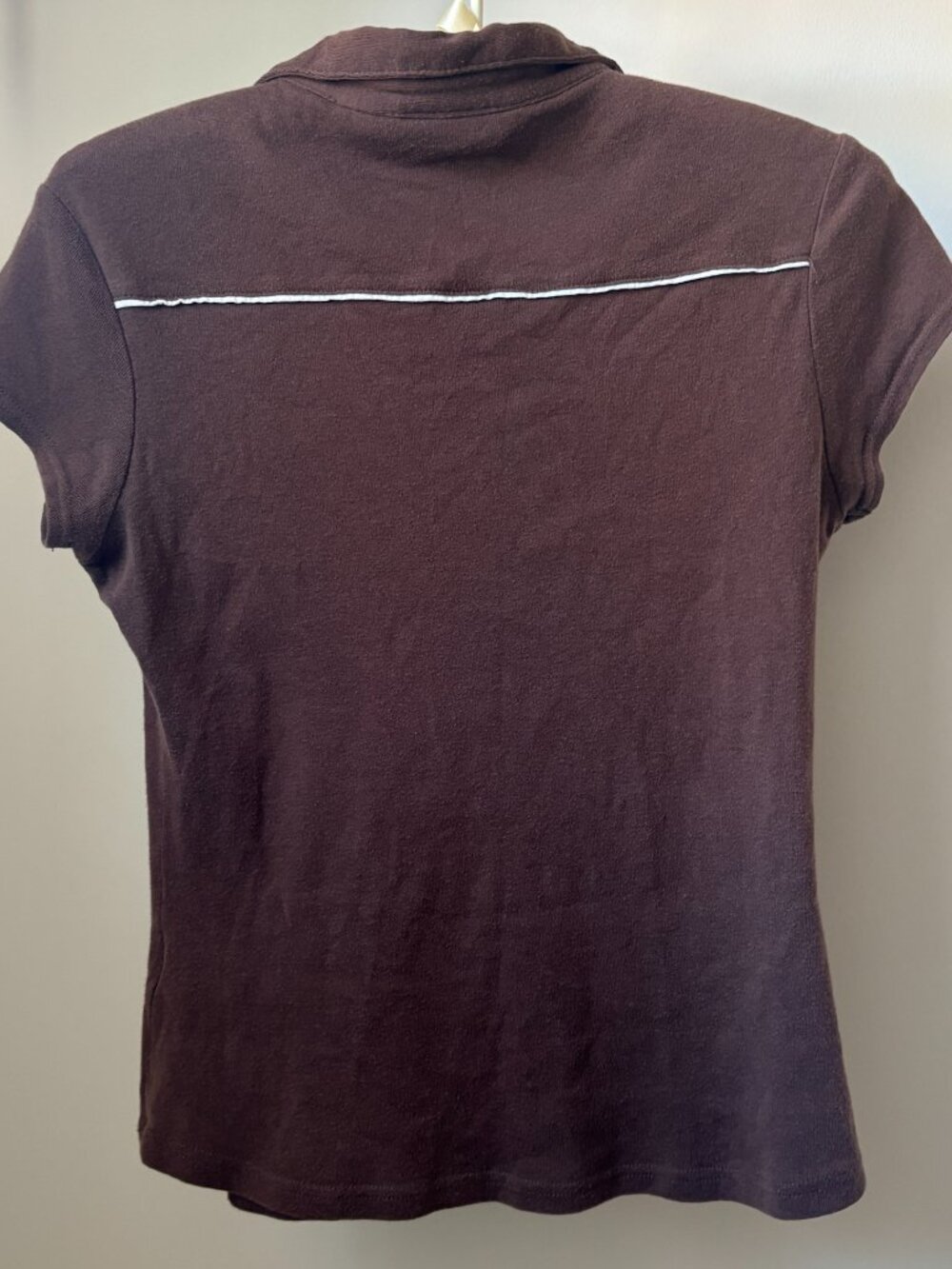 Energie Brown Vintage-Style Polo Top - Picture 3 of 4